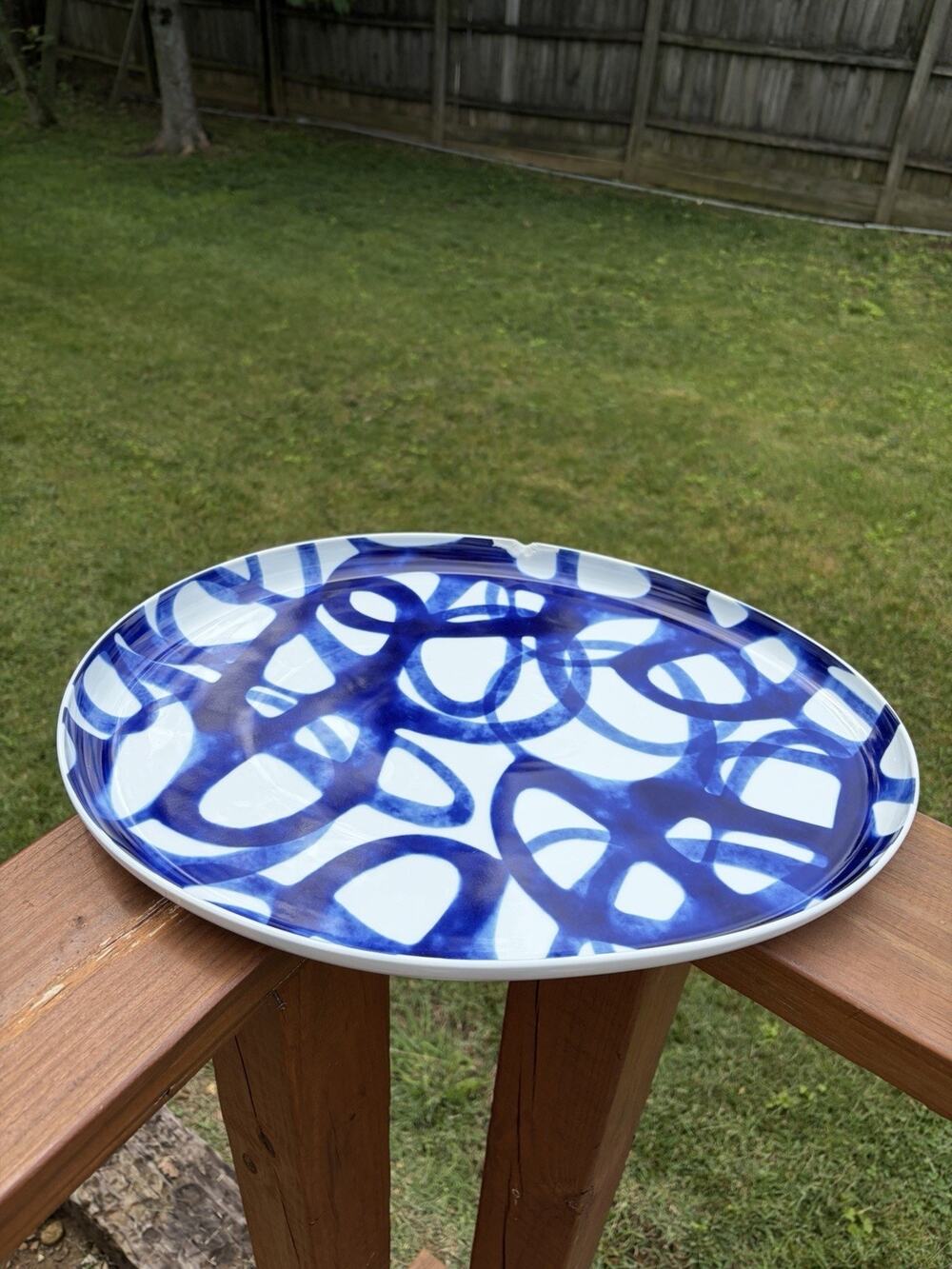 Paola Navone Crate & Barrel Fuente Como Swirl Large 18” Platter Portugal FLAW